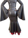 Fit n Flare Sorceress Skirt – Matte Black Metallic with UV Red Lightning Underskirt