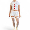 Killer Clown Costume for IT – 3-Piece Set with Crop Top, Bloomers & Ruffle Choker (Thigh-Highs Not Included)