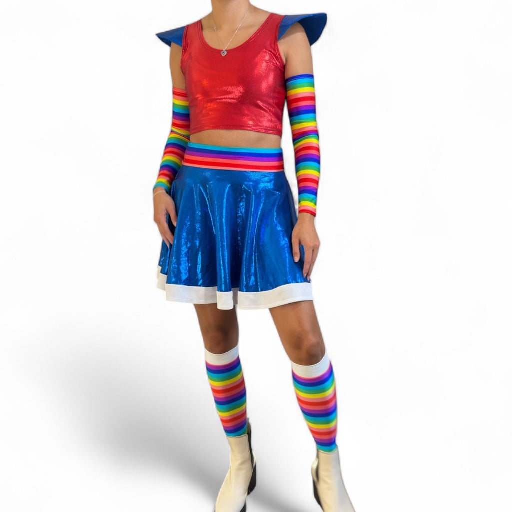 Rainbow Girl Costume – 4-Piece Set with Arm & Calf Sleeves