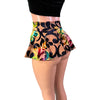 Super Mini 10" Skirt in Burnout Velvet Swirl Floral in Black or Green - Peridot Clothing