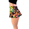 Super Mini 10" Skirt in Burnout Velvet Swirl Floral in Black or Green - Peridot Clothing