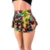 Super Mini 10" Skirt in Burnout Velvet Swirl Floral in Black or Green - Peridot Clothing