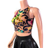 Sheer Top - Burnout Velvet Floral Crop Top - Black or Green Flowers