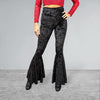 Black Crushed Velvet Bell Bottoms - High Waisted Flare Pants