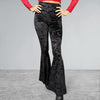 Black Crushed Velvet Bell Bottoms - High Waisted Flare Pants