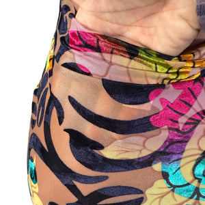 Super Mini 10" Skirt in Burnout Velvet Swirl Floral in Black or Green - Peridot Clothing