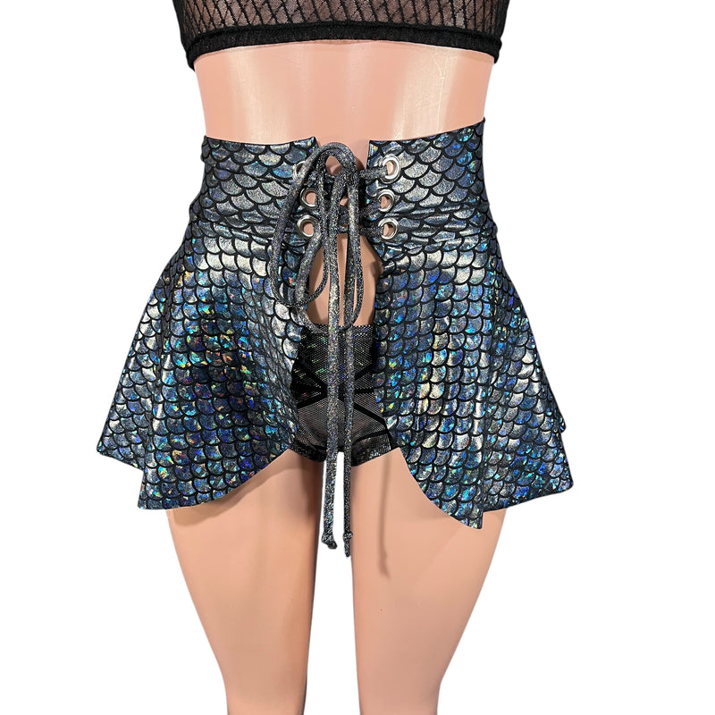 Lace-Up Corset Skirt - Black Mermaid or Dragon Scale