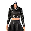 Black Metallic Dragon Spike Hooded Crop Top - Choose Sleeve Length