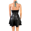 Halter Skater fit n flare X-String Dress in Black Mystique Metallic