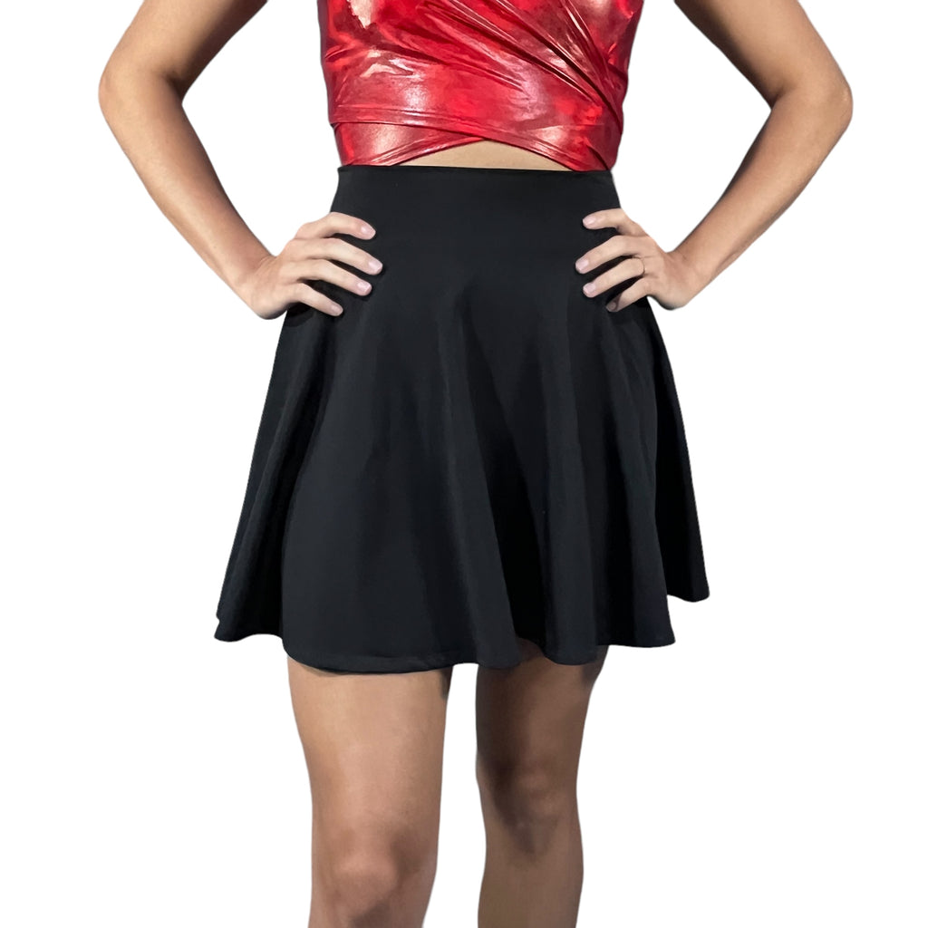 High Waisted Skater Skirt - Matte Spandex - Many Colors to Choose - Circle Mini Dance Skirt - Choose Length