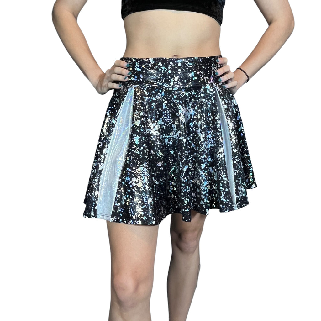 Pleated Skater Skirt - Holo Splatter - Peridot Clothing