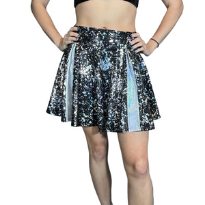 Pleated Skater Skirt - Holo Splatter - Peridot Clothing