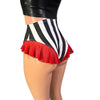 Ruffle Hot Pants High-Waisted Cheeky Bikini in Black & White Stripe