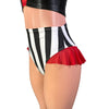 Ruffle Hot Pants High-Waisted Cheeky Bikini in Black & White Stripe