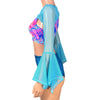 Pixie Bolero Top w/Ring - Blue Mesh Bell Sleeve Fairy Costume Shrug Top