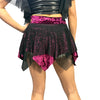 Pixie Skirt for Fairy Costume in Burgundy Crushed Velvet and Black Vixen Mesh