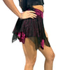 Pixie Skirt for Fairy Costume in Burgundy Crushed Velvet and Black Vixen Mesh