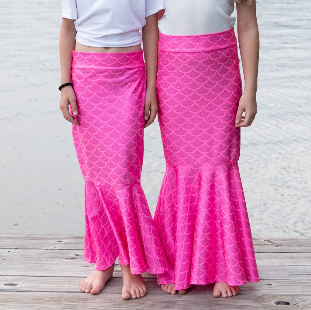 Children's Long Mermaid Fishtail Skirt | Girls Mermaid Costume Skirt | Many Colors - Peridot Clothing