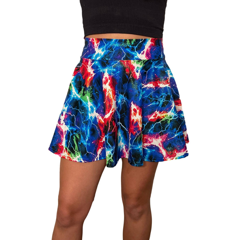 SALE - XL Skater Skirt - Sparkle Cosmic Thunder UV Glow