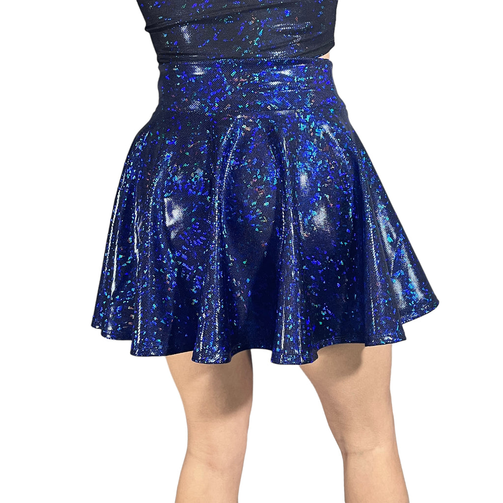 Skater Skirt - Dark Blue Shattered Glass Holographic - Peridot Clothing