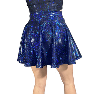 Skater Skirt - Dark Blue Shattered Glass Holographic - Peridot Clothing