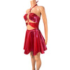 Halter Skater fit n flare X-String Dress in Dark Pink Metallic Mystique and Red Sparkle