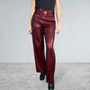 Dark Red Burgundy Sparkle Straight Leg Relaxed Fit Pants - Optional Pockets - Peridot Clothing