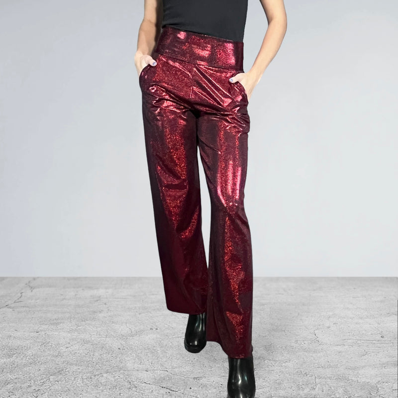 red straight leg dress pants COS Women's Wool-Blend Straight-Leg Pants in Red