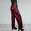 Dark Red Burgundy Sparkle Straight Leg Relaxed Fit Pants - Optional Pockets - Peridot Clothing