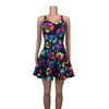 Electric Daisy Neon Flower Skater fit n flare Tank Dress - Peridot Clothing