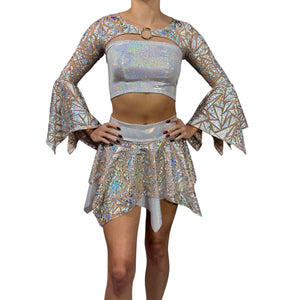 Pixie Sleeve Bolero Top w/Ring - Triangle Mesh Bell Sleeve Fairy Costume Shrug Top