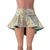 Hi-Lo Flip Skirt in Gold Cracked Ice Holographic and Jade Shattered Glass