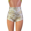 Ruched Booty Shorts - Gold on White Cracked Ice