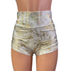 Ruched Booty Shorts - Gold on White Cracked Ice