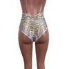 High Waist Scrunch Bikini Hot Pants - Gold Holo Cracked Ice - Peridot Clothing