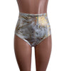 High Waist Scrunch Bikini Hot Pants - Gold Holo Cracked Ice - Peridot Clothing