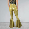 Gold Bell Bottoms | High Waist Flares in Gold Metallic | Disco Pants