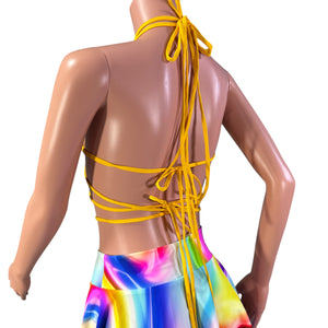 Star Micro String Bikini Top in Gold Opal Holographic
