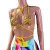 Star Micro String Bikini Top in Gold Opal Holographic