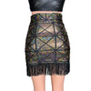 Fringe Pencil Skirt - Glass Pane Shattered Glass Holographic in Gold or Silver - Peridot Clothing