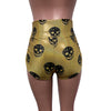 SALE - High Waisted Ruched Booty Shorts - Skulls