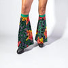 Leg Boot Covers Bells in Green or Black Floral Burnout Velvet - Peridot Clothing