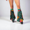Leg Boot Covers Bells in Green or Black Floral Burnout Velvet - Peridot Clothing