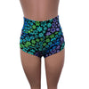 SALE - Ready to Ship - High Waist Ruched Booty Shorts in Groovy Flower - Peridot Clothing