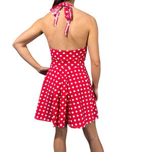 Marilyn Halter Skater fit n flare Dress in Red & White Polka Dot