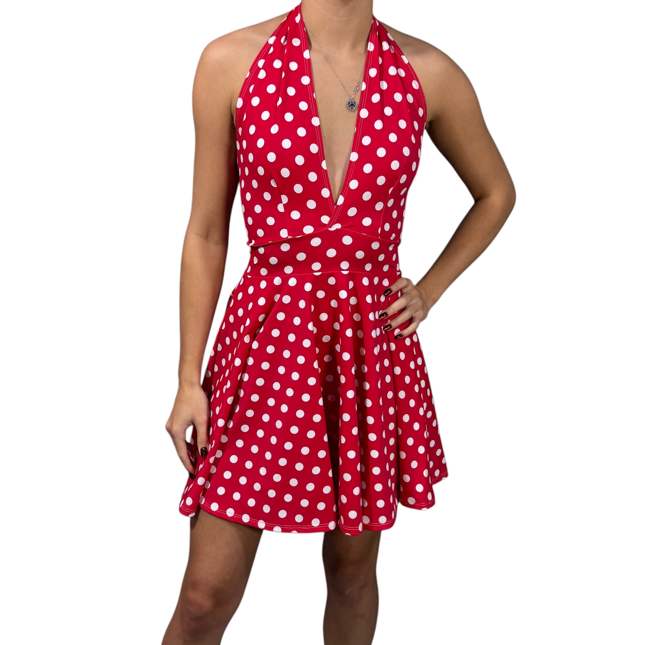Marilyn Halter Skater Fit N Flare Dress in Red & White Polka Dot XLarge Marilyn Halter Skater Fit N Flare Dress in Red & White Polka Dot XLarge