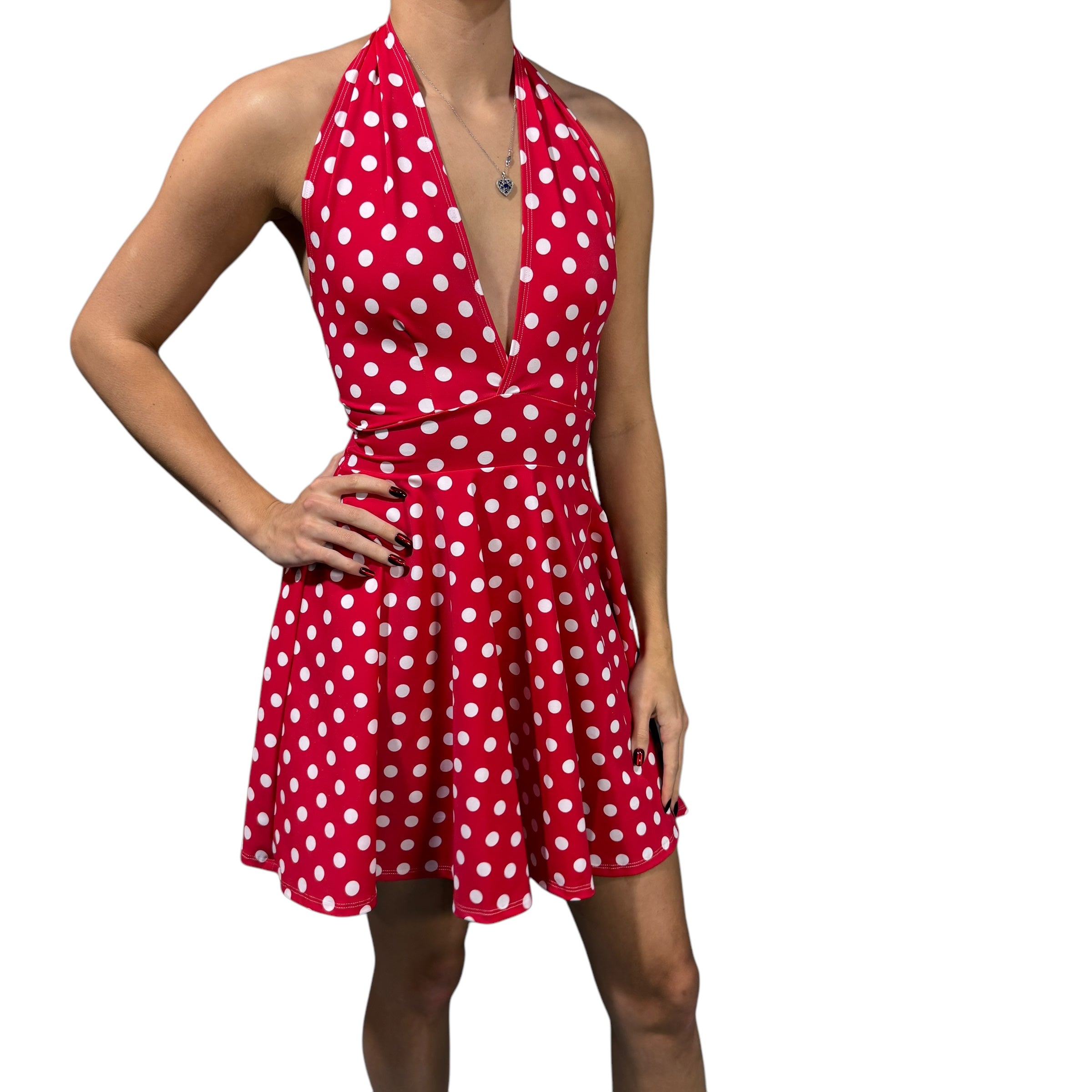 Marilyn Halter Skater fit n flare Dress in Red & White Polka Dot XLarge Marilyn Halter Skater fit n flare Dress in Red & White Polka Dot XLarge