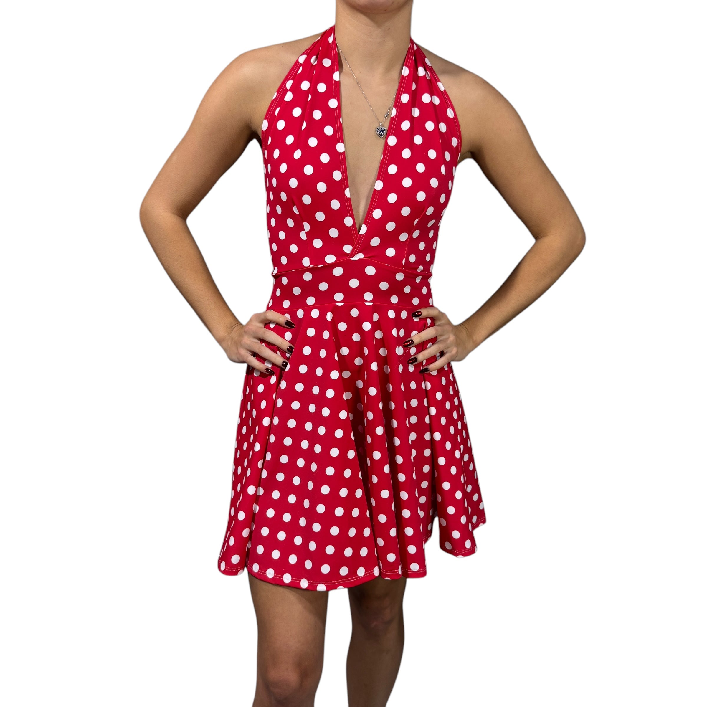 Marilyn Halter Skater Fit N Flare Dress in Red & White Polka Dot XLarge Marilyn Halter Skater Fit N Flare Dress in Red & White Polka Dot XLarge