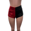 Harley Quinn Mid-Rise Ruched Booty Shorts in Blue/Red or Black/Red - Peridot Clothing