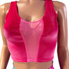 Mesh Inset Crop Tank Top - Neon Hot Pink Velvet - Peridot Clothing